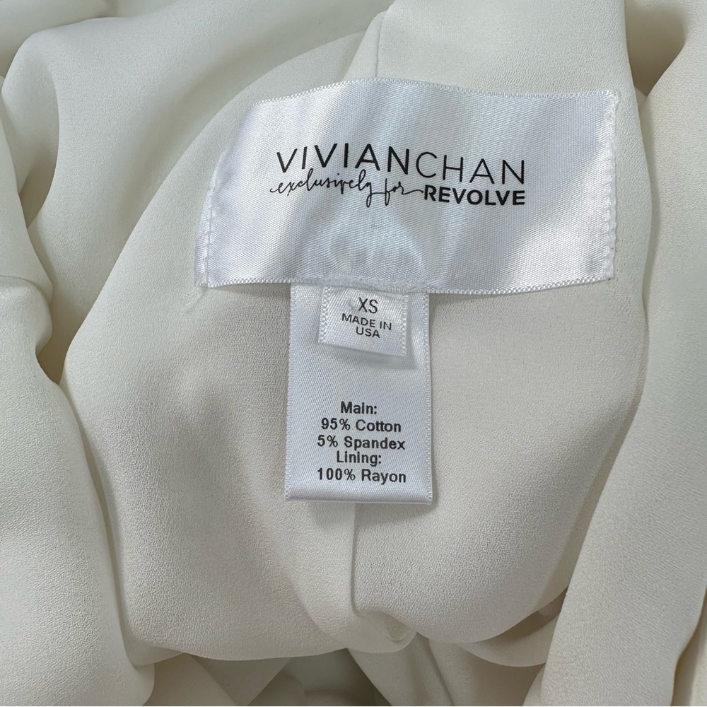 VIVIAN CHAN X REVOLVE The Dara Dress White Mini Dress with Deep V-Neck & Pockets - Picture 7 of 9